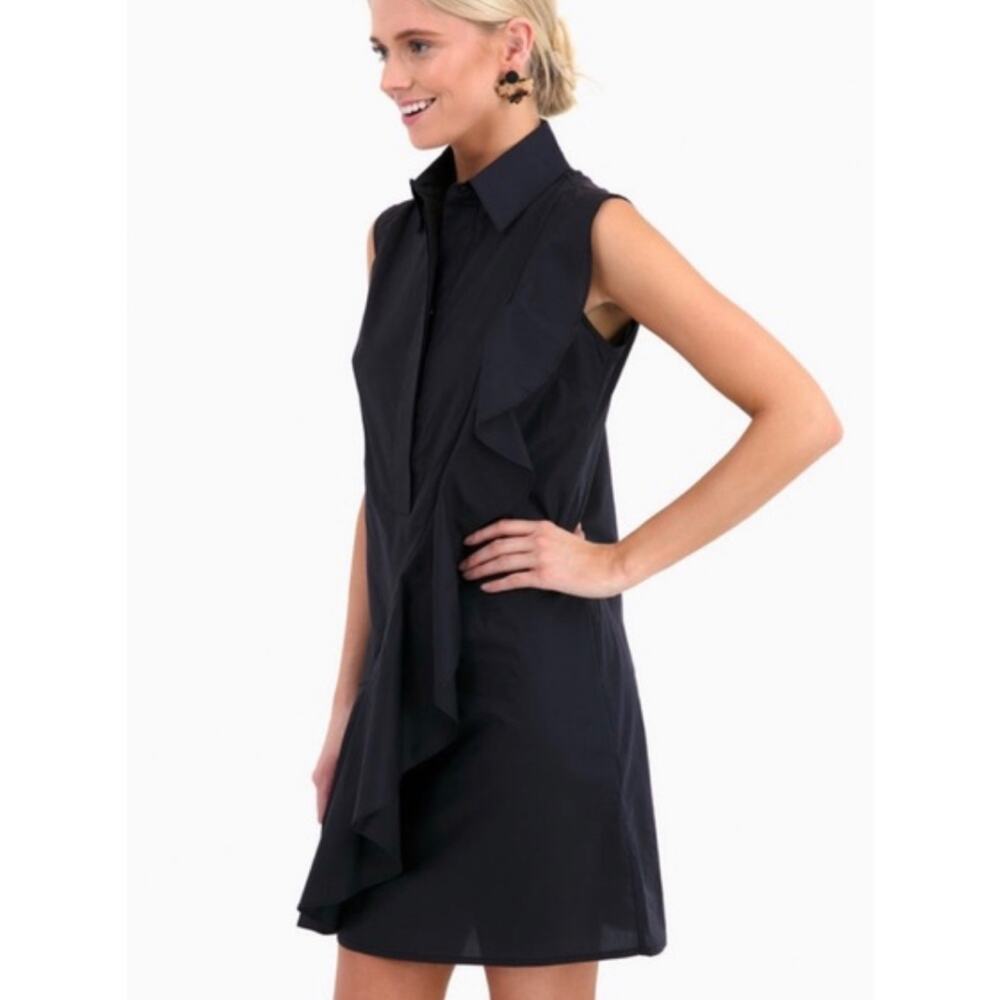 Harshman Tuckernuck Adda Popover ShirtMini Dress Ruffle Casual Wardrobe Black XS